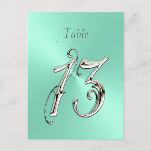Mint Green Sheen Table Number 13 Briefkaart (Voorkant)