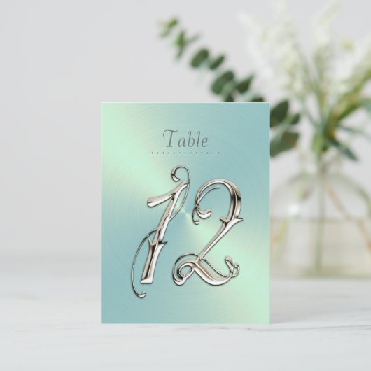 Mint Green Sheen Table Number Briefkaart (Staand voorkant)