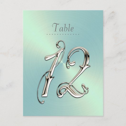Mint Green Sheen Table Number Briefkaart (Voorkant)