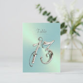 Mint Green Sheen Table Number Briefkaart (Staand voorkant)