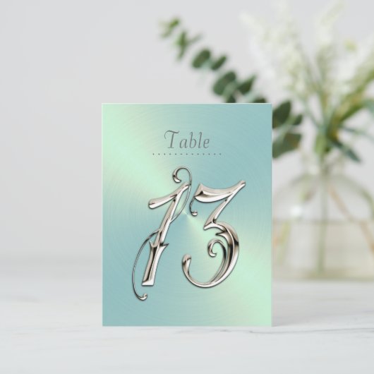 Mint Green Sheen Table Number Briefkaart (Staand voorkant)