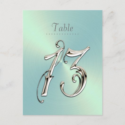 Mint Green Sheen Table Number Briefkaart (Voorkant)