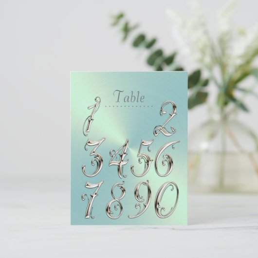 Mint Green Sheen Table Number Briefkaart (Staand voorkant)