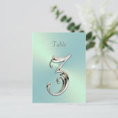 Mint Green Sheen Table Number Briefkaart (Staand voorkant)