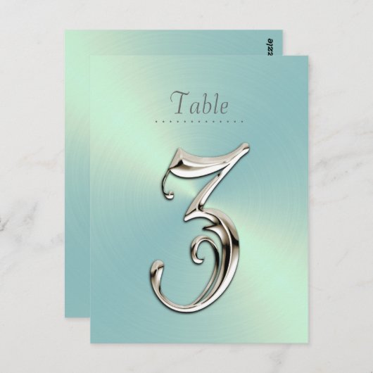 Mint Green Sheen Table Number Briefkaart (Voorkant / Achterkant)