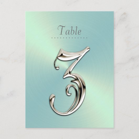 Mint Green Sheen Table Number Briefkaart (Voorkant)