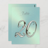 Mint Green Sheen Table Number Briefkaart (Voorkant / Achterkant)