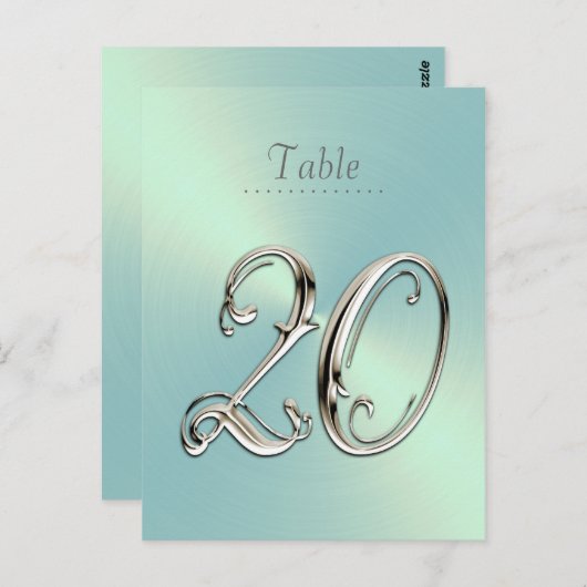 Mint Green Sheen Table Number Briefkaart (Voorkant / Achterkant)
