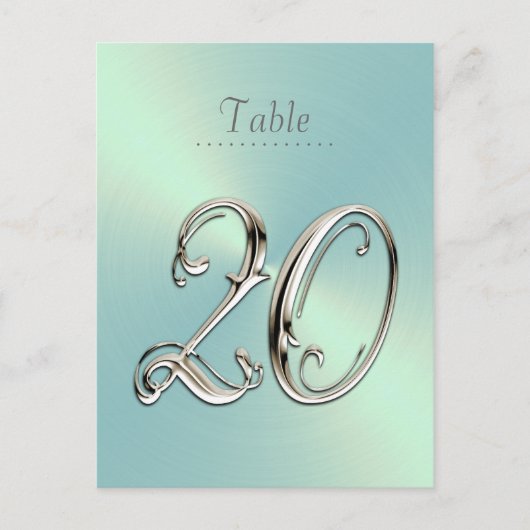 Mint Green Sheen Table Number Briefkaart (Voorkant)