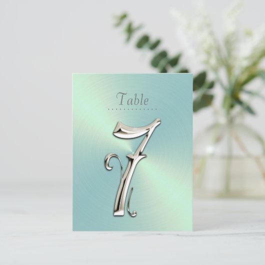 Mint Green Sheen Table Number Briefkaart (Staand voorkant)
