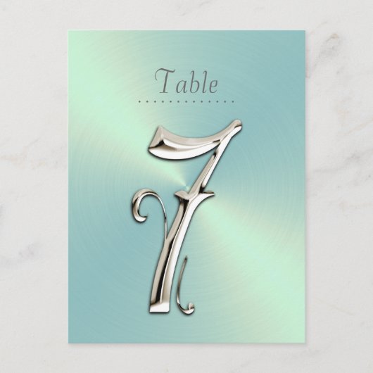 Mint Green Sheen Table Number Briefkaart (Voorkant)