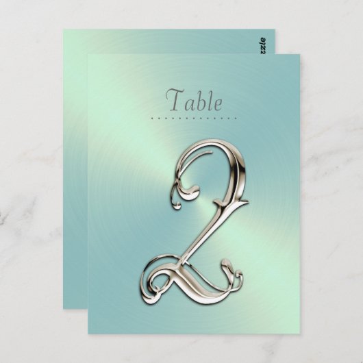 Mint Green Sheen Table Number Briefkaart (Voorkant / Achterkant)