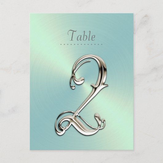 Mint Green Sheen Table Number Briefkaart (Voorkant)