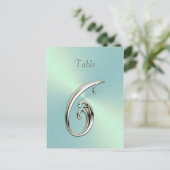 Mint Green Sheen Table Number Briefkaart (Staand voorkant)