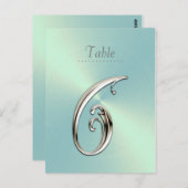 Mint Green Sheen Table Number Briefkaart (Voorkant / Achterkant)