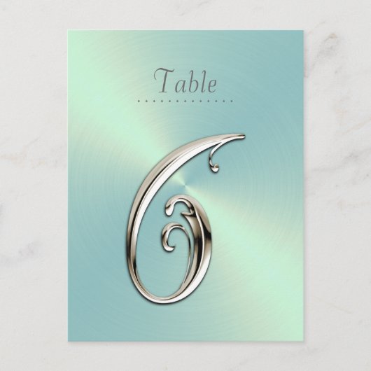 Mint Green Sheen Table Number Briefkaart (Voorkant)