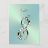 Mint Green Sheen Table Number Briefkaart (Voorkant)