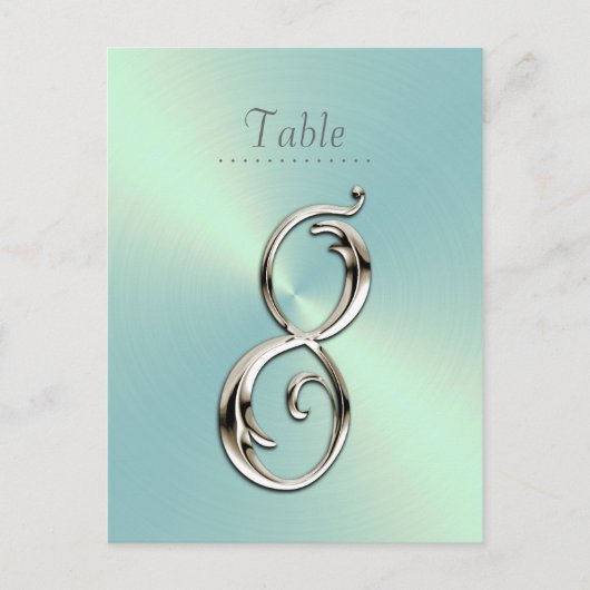 Mint Green Sheen Table Number Briefkaart (Voorkant)