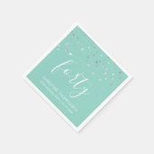 Mint Green Silver Confetti 40th Birthday Party Servet (Hoek)