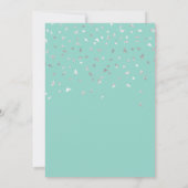 Mint Green Silver Confetti 50th Birthday Party Kaart (Achterkant)