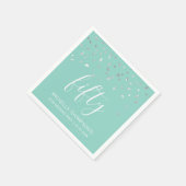 Mint Green Silver Confetti 50th Birthday Party Servet (Hoek)