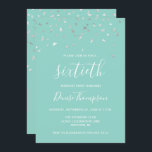 Mint Green Silver Confetti 60th Birthday Party Kaart<br><div class="desc">Dit ontwerp is voorzien van een driehoekig faux zilver-confetti op een groene achtergrond voor munt. Het woord "sixtieth" staat in een elegant wit handschrift. Personaliseer de uitnodiging met de naam van de eer in witte handschrijvende doopvont, samen met de datum, de plaats, en andere details in witte sans serif type....</div>