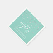 Mint Green Silver Confetti 80th Birthday Party Servet (Hoek)