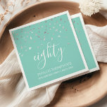 Mint Green Silver Confetti 80th Birthday Party Servet<br><div class="desc">Viel hun 80ste verjaardag in stijl met dit eenvoudige maar elegante ontwerp, met faux zilveren driehoekige confetti die neer op het woord "tachtig" in wit handschrift op een groene achtergrond van de munt staat. Pas het met de naam van de honoree in witte sans serif doopvont, samen met de gebeurtenis...</div>