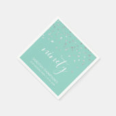 Mint Green Silver Confetti 90th Birthday Party Servet (Hoek)