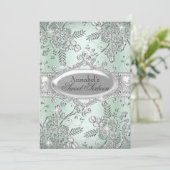 Mint Green Silver Sparkle Sweet 16 Kaart (Staand voorkant)