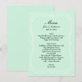 Mint Green Simple Elegance Wedding Menu (Voorkant / Achterkant)