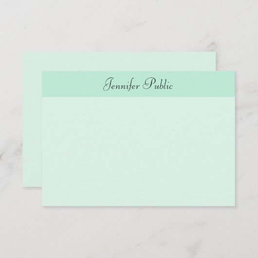 Mint Green Sjabloon legant handgeschreven script (Voorkant / Achterkant)