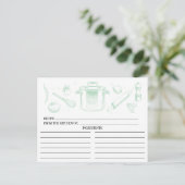 Mint Green Sketched Kitchen Tools Recipcards Briefkaart (Staand voorkant)