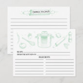 Mint Green Sketched Kitchen Tools Recipcards Briefkaart (Voorkant / Achterkant)