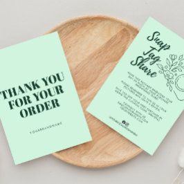 Mint Green Snap Tag Share  Business Thank You Card Bedankkaart