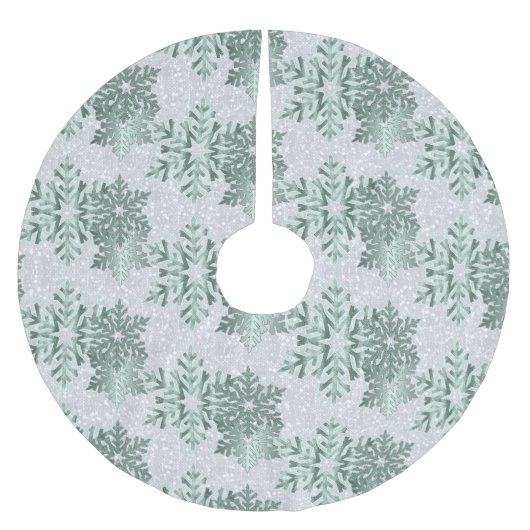 Mint Green Snowflakes op White Glitter Kerstboom Rok (Voorkant)
