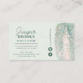 Mint Green Social Media Eenvoudige Glitter Waterve Visitekaartje (Achterkant)