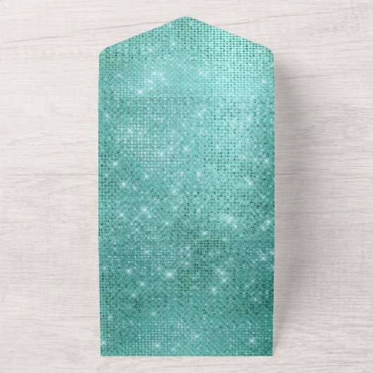Mint Green Sparkle All In One Uitnodiging (Buitenkant)