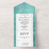 Mint Green Sparkle All In One Uitnodiging (Binnen)