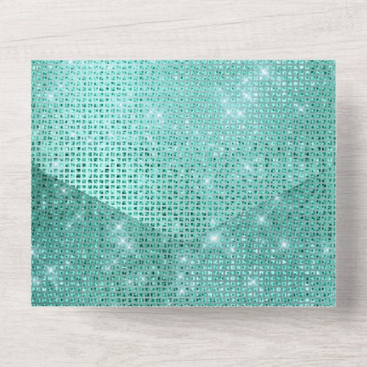 Mint Green Sparkle All In One Uitnodiging (Achterkant)