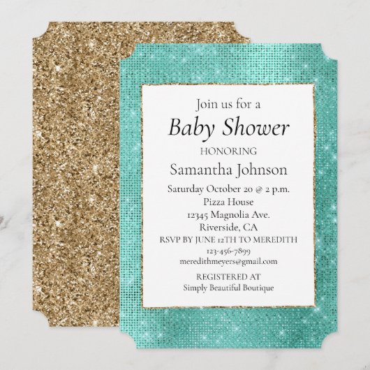 Mint Green Sparkle Kaart (Voorkant / Achterkant)