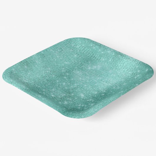 Mint Green Sparkle Papieren Bordje (Gebogen)