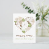 Mint Green Spring Heart Flowers Dank u Briefkaart (Staand voorkant)