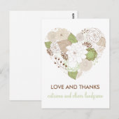 Mint Green Spring Heart Flowers Dank u Briefkaart (Voorkant / Achterkant)