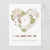 Mint Green Spring Heart Flowers Dank u Briefkaart (Voorkant)