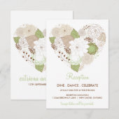 Mint Green Spring Heart Flowers Reception Kaart (Voorkant / Achterkant)