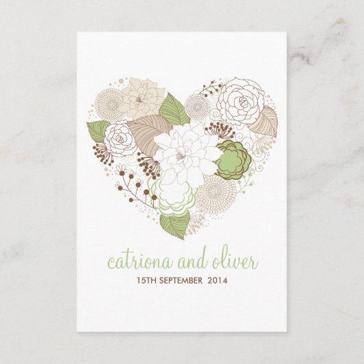 Mint Green Spring Heart Flowers Reception Kaart (Achterkant)