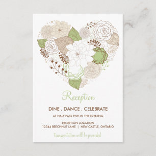 Mint Green Spring Heart Flowers Reception Kaart