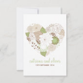 Mint Green Spring Heart Flowers RSVP Response Kaar (Achterkant)