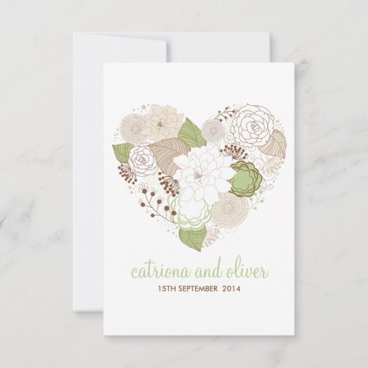 Mint Green Spring Heart Flowers RSVP Response Kaar (Achterkant)